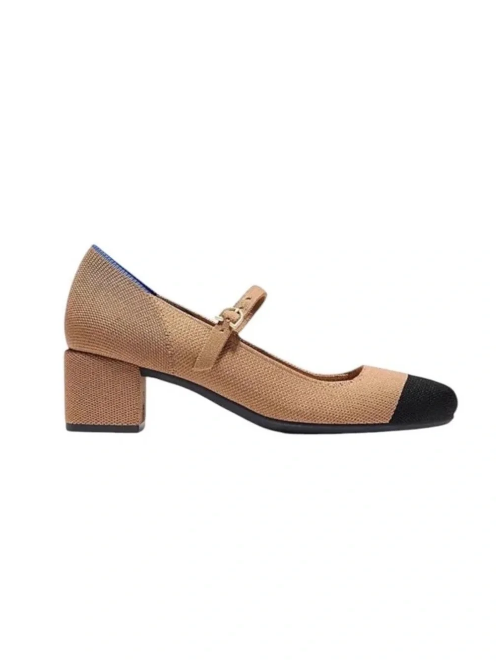NEW Rothy's Tan and Black Mary Jane Block Heel Pumps Size 8 Colorblock